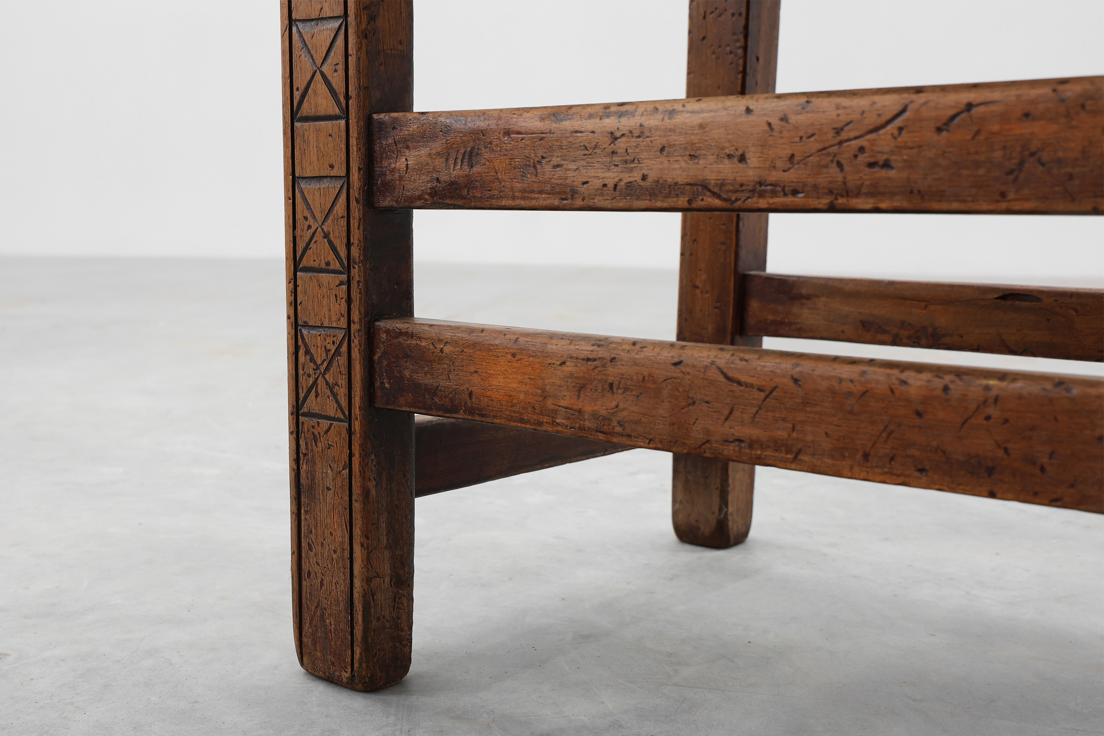 Five 19th Century Spanish Hand-Carved oak Side Chairs with Velour Seatthumbnail